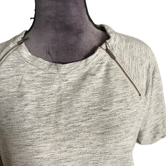 A Pea In The Pod Maternity Heather Gray Short Sleeve Top W/ Zipper Accents - Picture 2 of 5